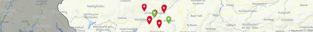 Kartenansicht für Apotheken-Notdienste in der Nähe von Schwanenstadt (Vöcklabruck, Oberösterreich)